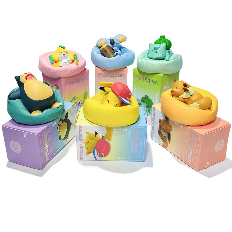 Pokemon Figures Kawaii Casual Time Sleeping Posture Ornaments Series Figures Doll Pokémon Pikachu Anime Cartoon Kids Gifts Toys