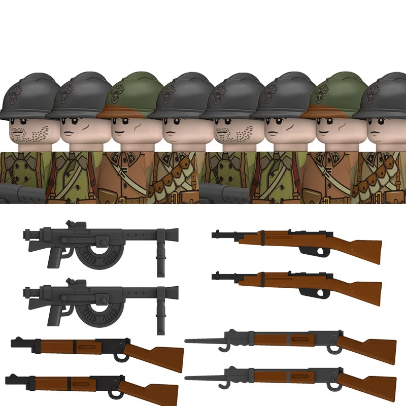 Military WW2 German Navy Armored Troops Building Blocks US 101st Britain Soviet Union Soldiers Infantry Weapons Bricks Toys Kids