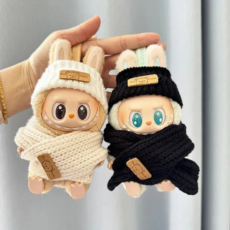 For 15-17 cm V1v2 Labubu Clothes Outfit Labubu Sitting Party Bear Label Scarf Hat Bag Dolls Accessories Cute Decoration Sweater