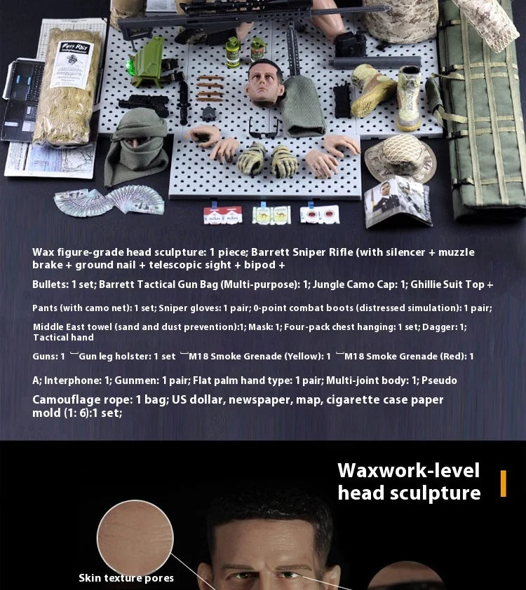 Jungle Sniper 1/6 Soldier Model - Joint Movable Special Forces Doll Handmade Military Action Figure Tactical Collectible Toy