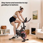 Formill QK101 Indoor Spin Bike Quiet Belt Drive Cardio Trainer with Electronic Display & Adjustable Resistance for Home Fitness