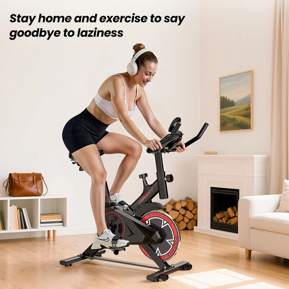 Formill QK101 Indoor Spin Bike Quiet Belt Drive Cardio Trainer with Electronic Display & Adjustable Resistance for Home Fitness