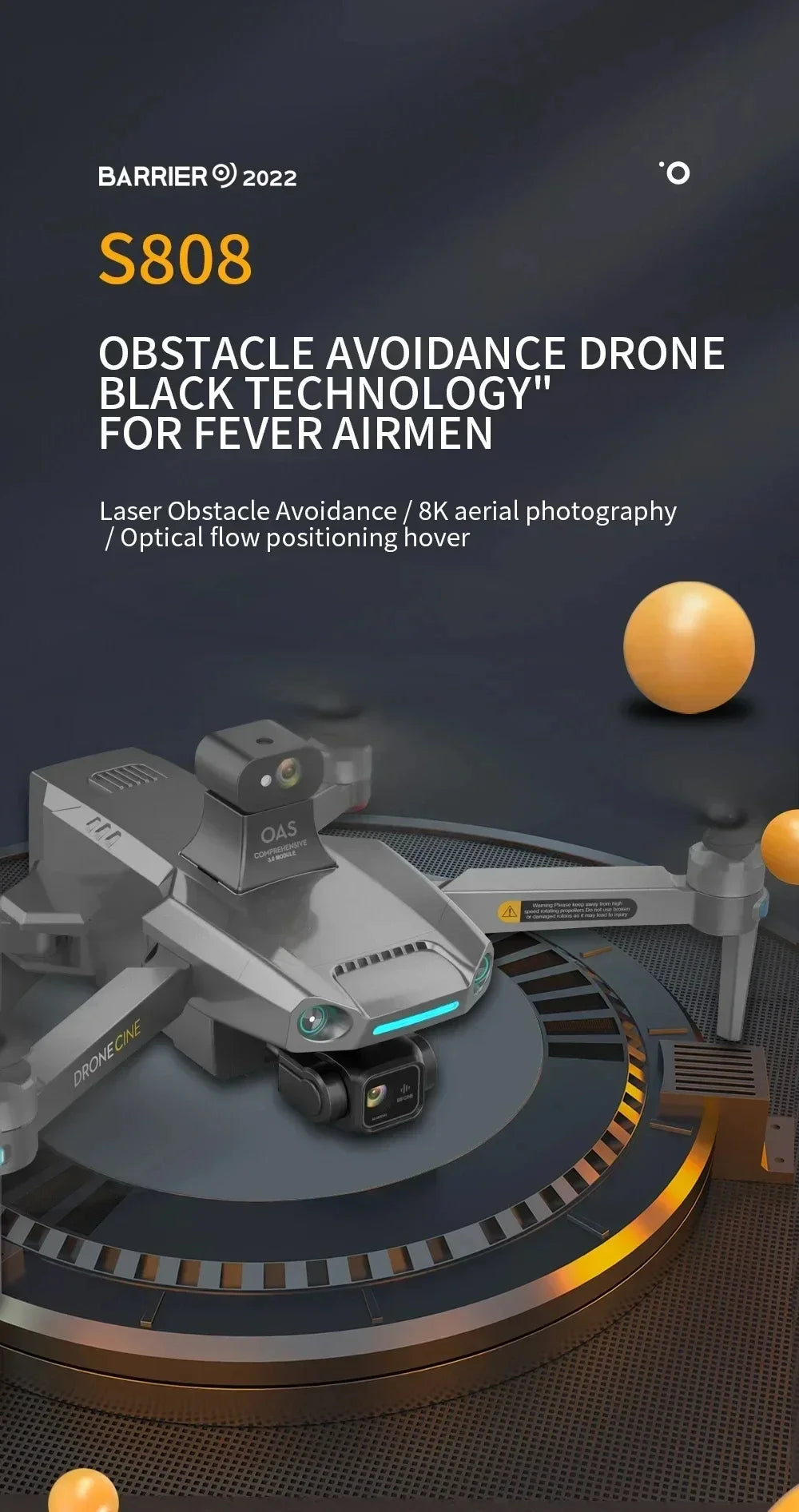 S808 PRO Drone 5G GPS Professional 8K Dual Camera 3-axis Anti-Shake Gimbal Obstacle Avoidance Wifi FPV Brushless Drone