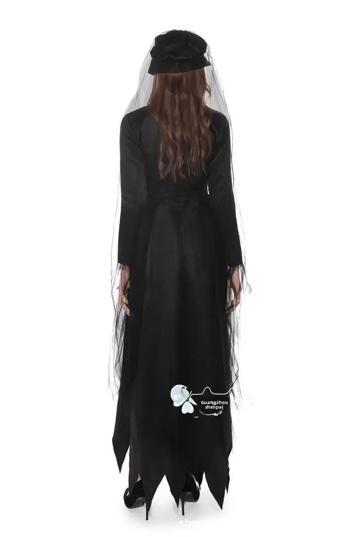 Frightening Vampire Black Bridal Gown Cosplay Costume Unique Special Purpose Clothing From China Mainland For Halloween Party