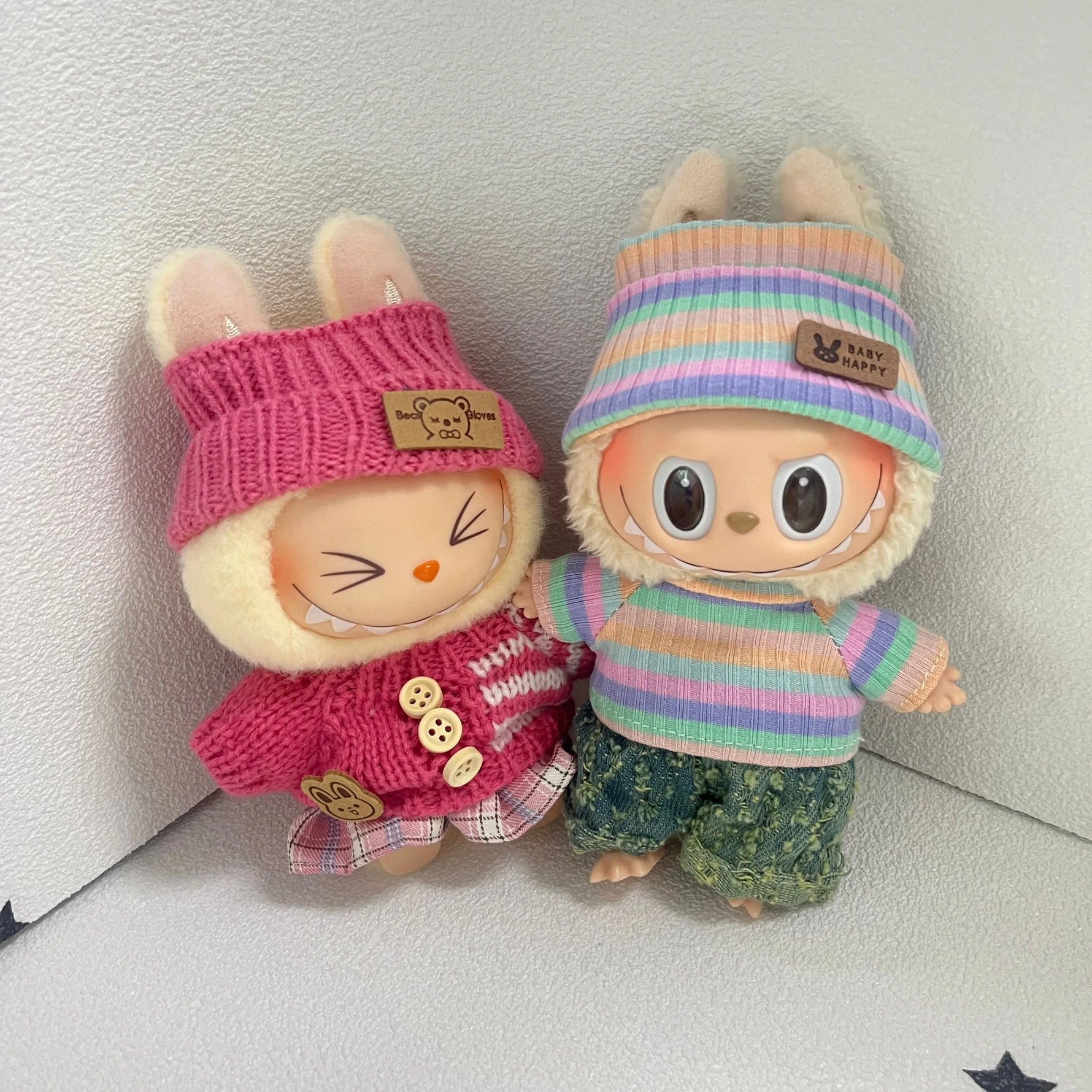 6.7inch labubu Clothing Accessories Set Hat + Clothes + (pants or skirt) Doll Clothes Suitable for Fashion Plush Dolls shoes