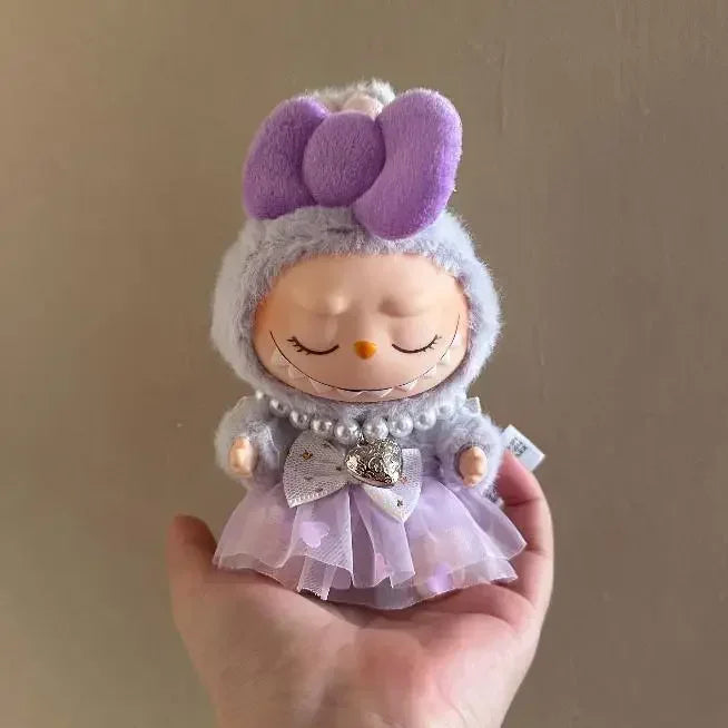 Dress for 17cm Labubu Mini Plush Doll'S Clothes Outfit Accessories for Kpop Exo Labubu Idol V2 Bow Princess Dress Clothing Gift