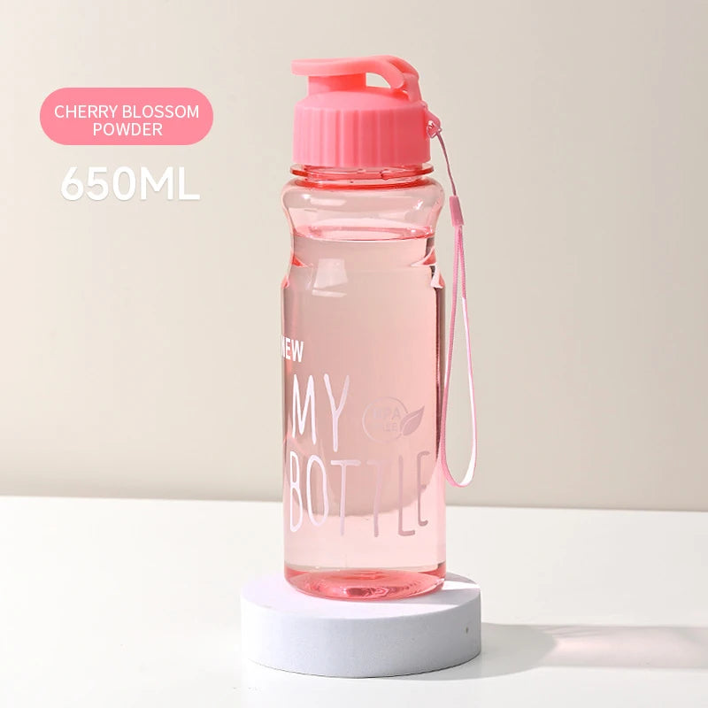 Transparent Water Bottle Portable Sport Cup for Drinking Kitchen Tools 650ML Water Bottle For School Gym Travel Girl Boy