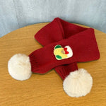 Christmas Scarf for Kids Red Knitted Cross Neck Warmer Winter Baby Boy Girl Unisex Outdoor Riding Anti-Cold 1-6 Years