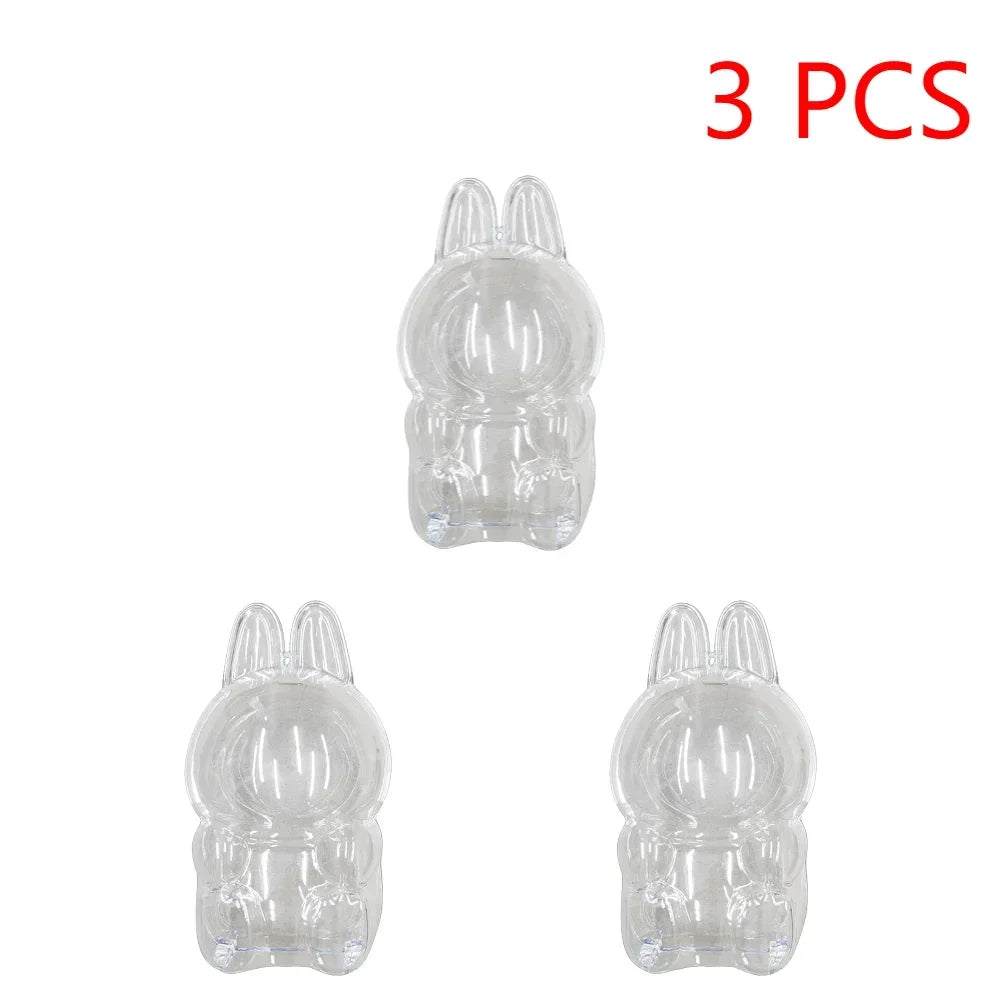 Transparent Macaron Doll Case For Labubu - Popmart Bubble Mart Storage Box, Dustproof Cover for Elf, Christmas New Year Gift