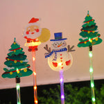 6pcs/set Solar-Powered Christmas Lawn Lights Santa Tree & Reindeer Designs for Outdoor Decor Waterproof Garden Lights Holiday