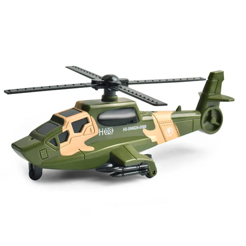 Alloy Metal Car Clockwork Simulation Military Armed Tank Armored Vehicle Car Truck Children's Toy Model Helicopter