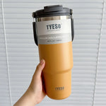 Tyeso 600/750/900ML Car Coffee Cup Thermo Bottle with Straw Portable Sport Insulated Vacuum Flask Travel Thermal Water Bottle
