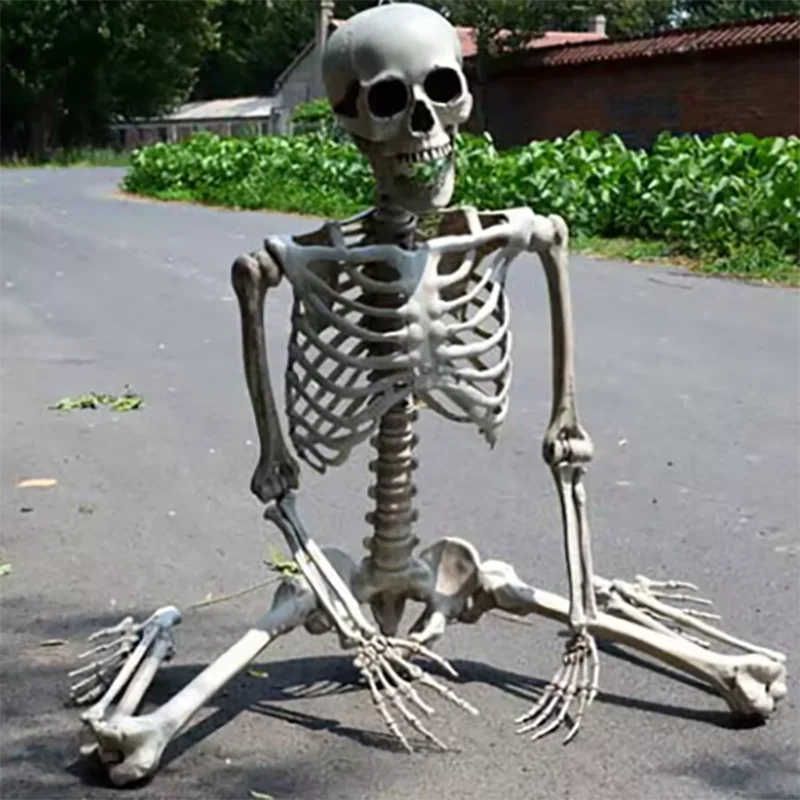 Full Life Size Home Evil Party Decoration Horror Scary Movable Big Skull 90CM Halloween Movable Skeleton Halloween Ornament Toys