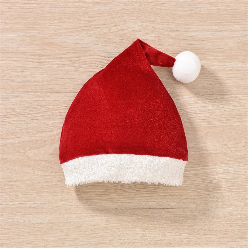 Christmas Party Baby Girls Clothes Cute Princess Velvet Newborn Romper Dress Winter Long Sleeve Santa Jumpsuit Hat Infant Outfit