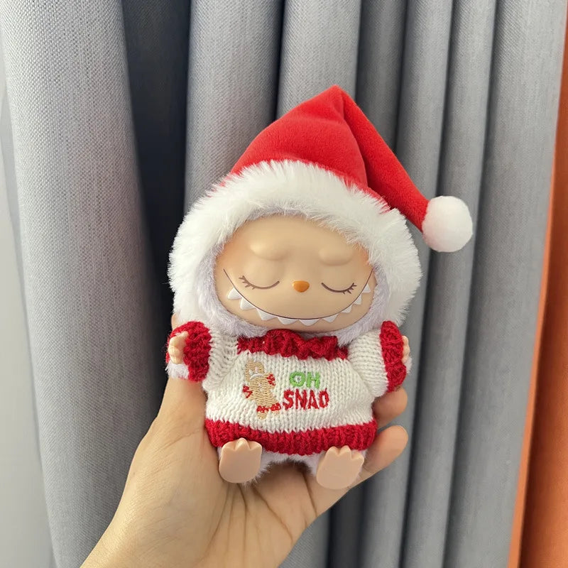 17cm LABUBU Christmas Santa Outfit - Gen1-3 Doll Clothes Set for Vinyl Figures, Festive Santa Costume with Accessories