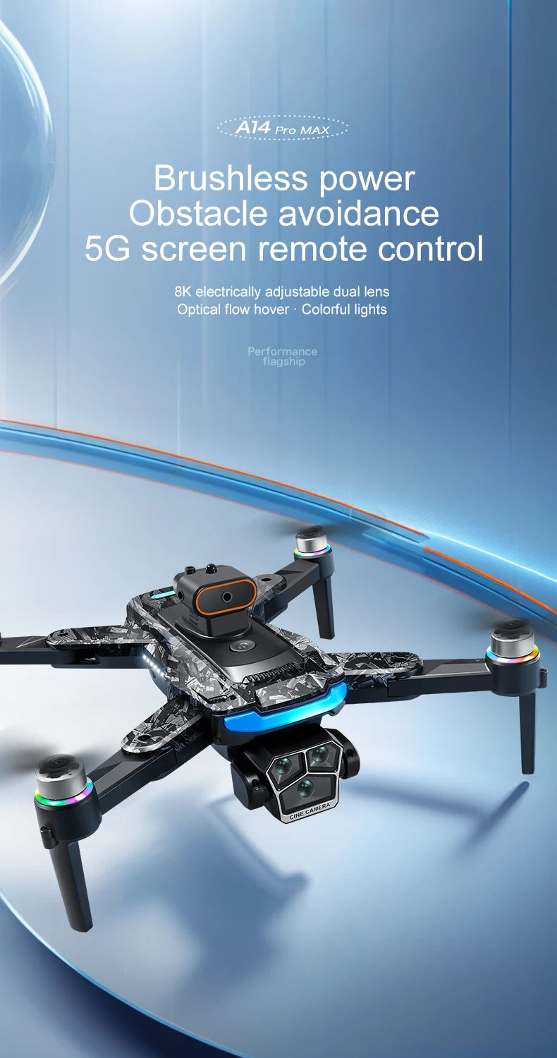 Xiaomi Mijia A14Pro max GPS Brushless 8K three Camera Optical Flow Obstacle Avoidance Foldable Quadcopter RC Distance Drone Toys