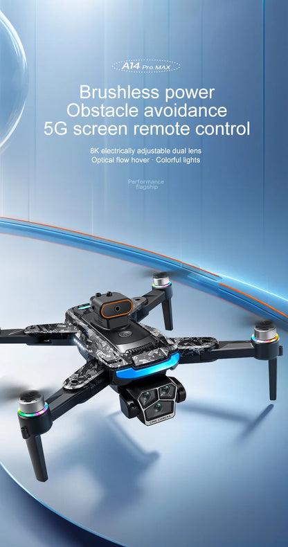 Xiaomi Mijia A14Pro max GPS Brushless 8K three Camera Optical Flow Obstacle Avoidance Foldable Quadcopter RC Distance Drone Toys