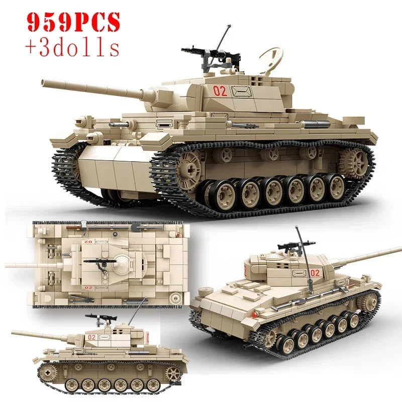 Germany Series Tank III L WW2 Military Series Tank Building Blocks  Bricks Model Set for Kids Educational Toys Christmas Gifts