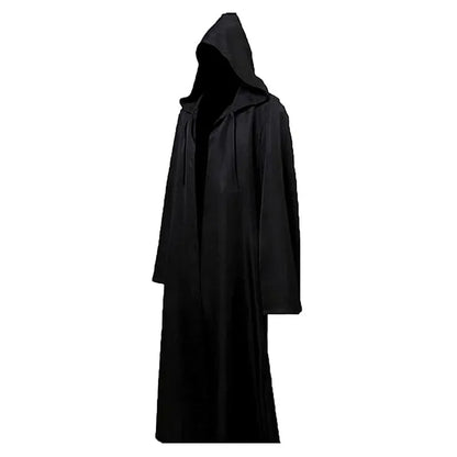 Halloween Cloak Cosplay Costume Adults Sorcerer Long Shirt Hooded Black Robe Costume Wizard Tunic Hooded Robe