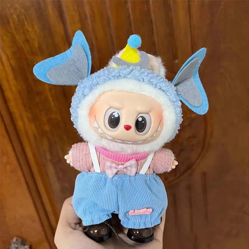 17cm Cute Mini Plush Doll'S Clothes Outfit Accessories For Korea Kpop Exo Labubu Idol Dolls shark onesie Clothing DIY Girl Gift