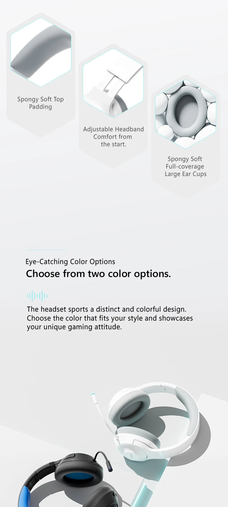 Picun BG 01 Gaming Wireless Headphone Mic OverEar Earphones 0.045s Low Latency Bluetooth 5.3 40mm Driver Wireless Cable Headset