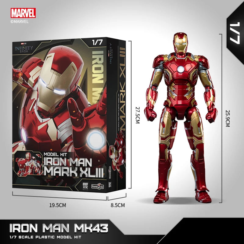 Marvel Iron Man MK46 Assembled Model 10in 1/7 scale Action Figures Reactors can emit light Collect Ornament Boy Toy Gift