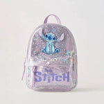 6 styles Kawaii Disney Lilo & Stitch Plush or Glossy Messenger Bag Cartoon Large-Capacity Student Backpack Kindergarten Bag Gift