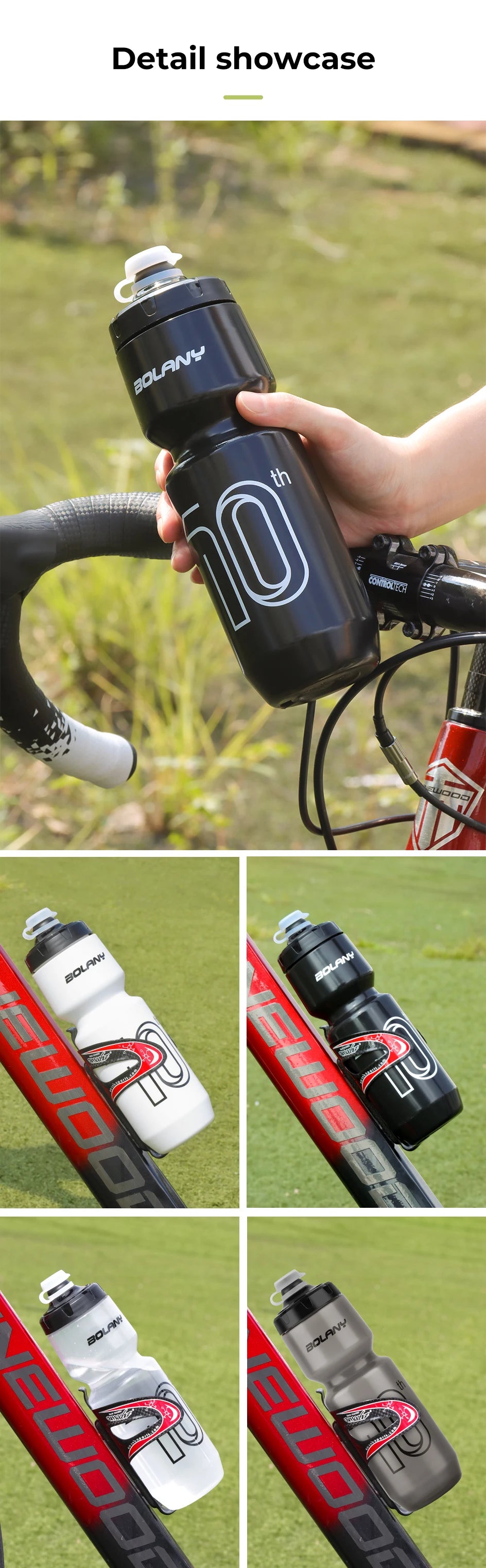 BOLANY Sports Bottle 10th Rubber Transparent Plastic with lid Bottle 750ML Portable Squeeze Drinking Outdoor Cycling Kettle