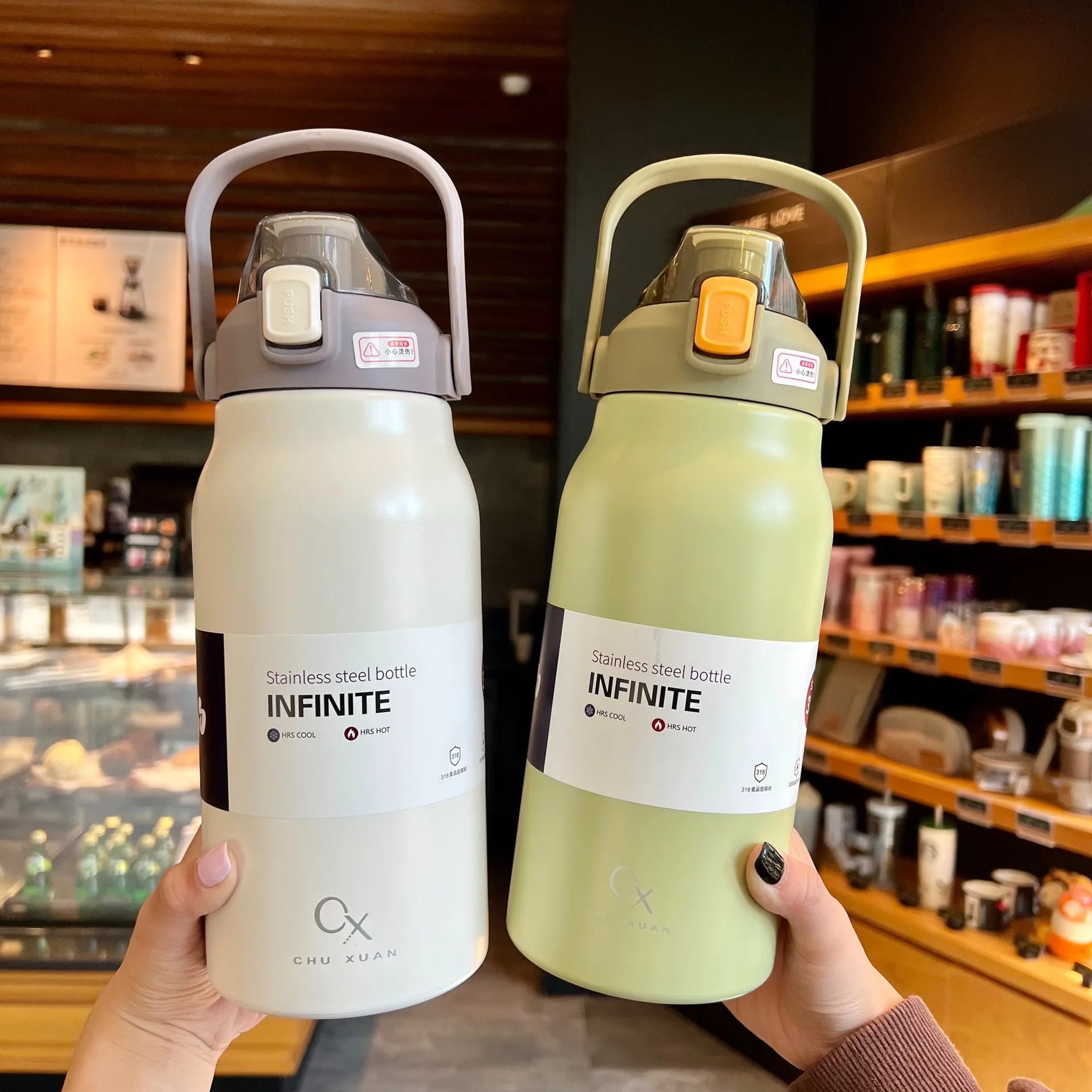 1.3L/1.7L Large Capacity Thermo Bottle Outdoor Mug Stainless Steel Thermos Water Bottle Portable Vaccum Flask Cold And Hot Tumbl