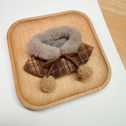 17cm Labubu doll Clothes Macaron Sitting Party Christmas Checkered Plush Cloak Clothes labubu V2 clothes Christmas costumes