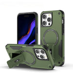 For MagSafe Magnetic Phone Case For iPhone 16 15 14 Plus 13 Pro Max Hidden Holder Stand Military Shockproof PC TPU Cover