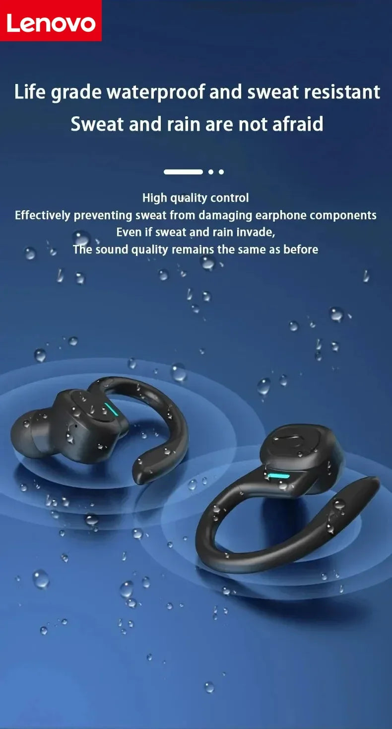 Original Lenovo Sports Wireless Earphones BT over Ear Buds with Earhooks Sports Earphones Running in-Ear Headphones