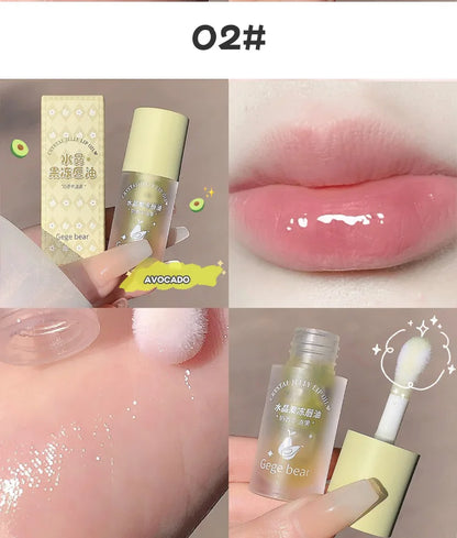 Gege Bear Crystal Jelly Fruit Lip Oil Peach Grape Avacado Hydrating Moisturizing Nourishing And Lightening Lips Line