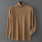 Men's 100% Pure Wool Pullover Sweater For Autumn Winter High Collar Knitted Long Sleeved Loose Solid Color Casual Simple Warmtop