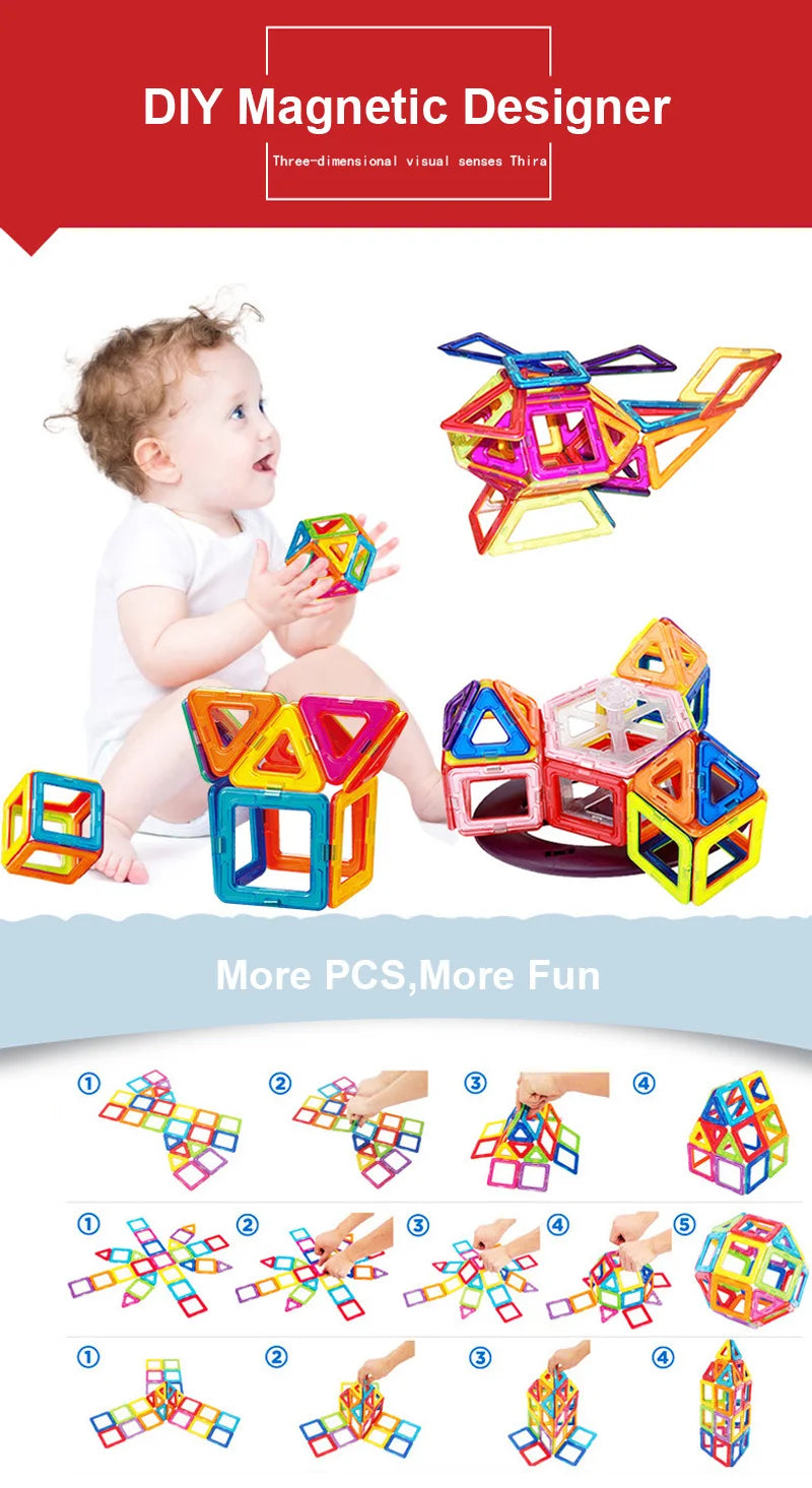 DIY Magnetic Building Blocks Magnet Toys Kids Designer Mini Building Set Model Gift Toys Puzzle Learn Jigsaw Puzzle Magnet Toys