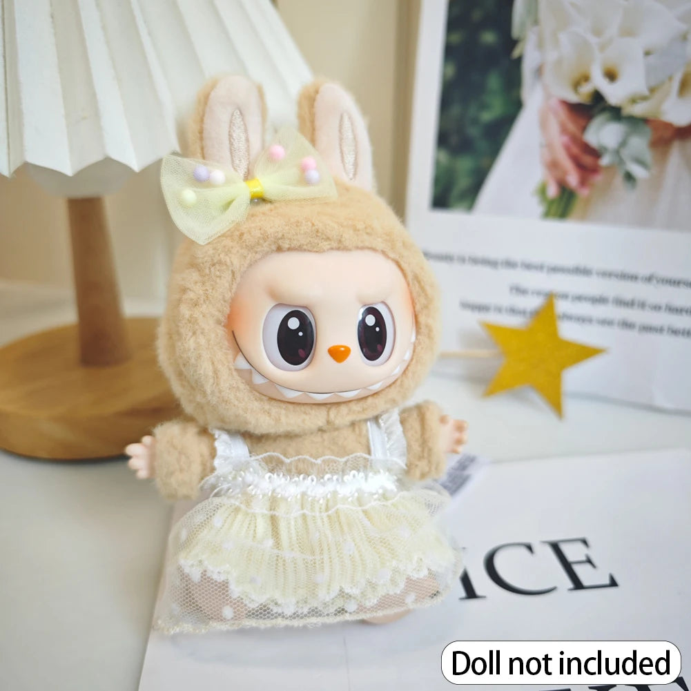 For 17cm Labubu V2 V1 Purple Dress Doll Clothes Outfit Accessories Idol Doll Clothing for Kid Gift Labubu Ropa