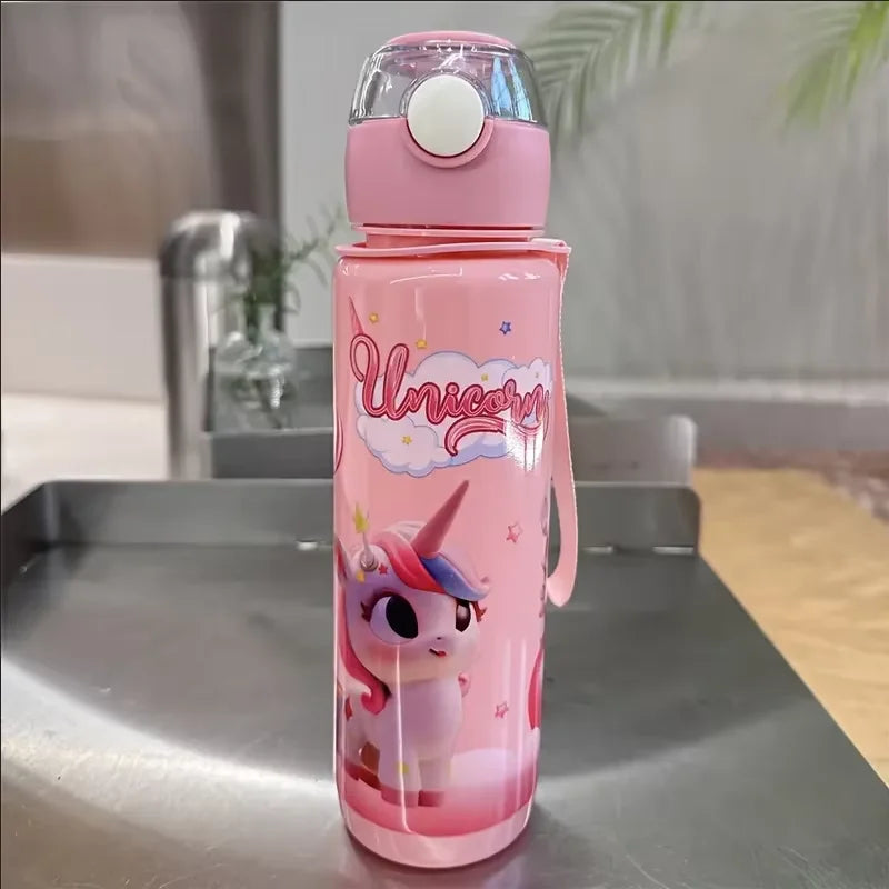 700ml Cute & Durable Cartoon Space Cup with Hand-held Ring BPA-Free High Temperature Resistant Portable Outdoor Water Bottle