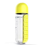 Portable Water Bottle with Built-in Pill Box for Medicines, Vitamins, Perfect for Outdoor, Gym, Fitness, Camping and Traveling