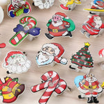 50pcs Flashing Christmas Brooch Pins Light Up Cartoon Badge Gift Stocking Xmas Holiday Party Supplies Costume Accessories