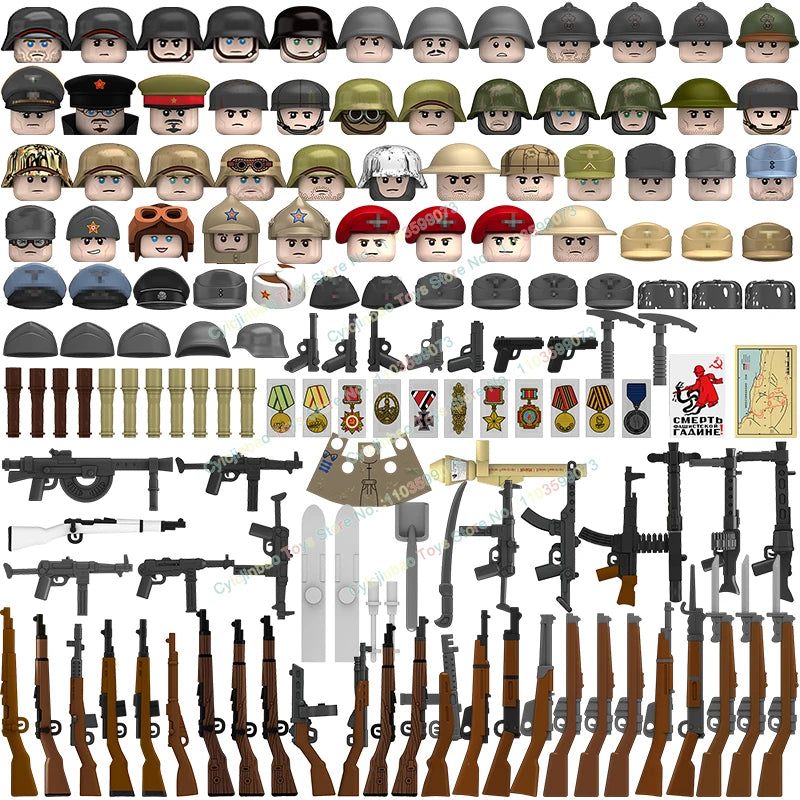 N601-650 MOC Military War Infantry Soldiers Action Figures Creative Bricks Accessories Building Blocks Children's Toys Gifts
