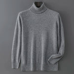 Men's 100% Pure Wool Pullover Sweater For Autumn Winter High Collar Knitted Long Sleeved Loose Solid Color Casual Simple Warmtop