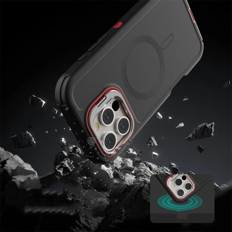 3 IN1 Military Heavy Support Hanging Rope Case For IPhone 16 15 14 Plus 13 Pro Max for MagSafe Magnetic Shockproof Cover