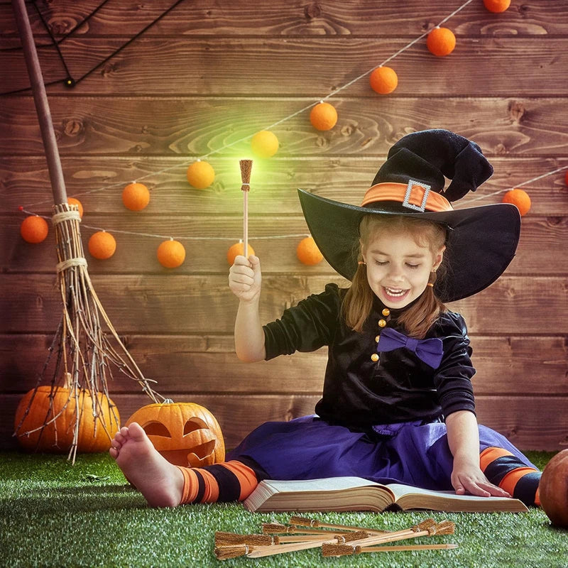 10Pcs Witch Broom Shaped Wooden Pencils Kids Halloween Birthday Party Favors Gift Goodie Bag Filler Writing Pencils School Prize