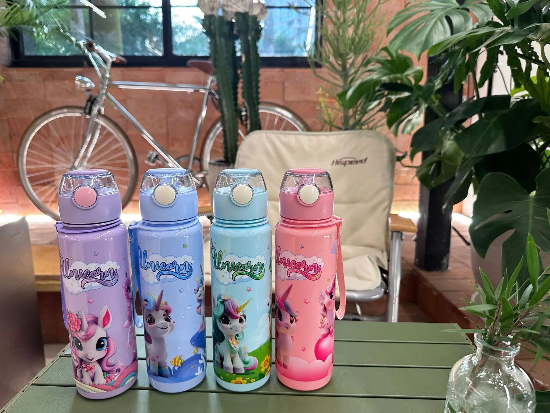 700ml Cute & Durable Cartoon Space Cup with Hand-held Ring BPA-Free High Temperature Resistant Portable Outdoor Water Bottle