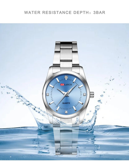 Luxury Women's Watch 29mm Fashionable Stainless Steel Rhinestone Pink Minimalist Girl Clock Outdoor Travel Women Wrist Watches