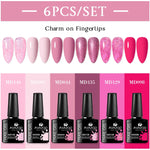 MSRUIOO 6pcs Nude Pink Gel Nail Polish Set Glitter Colorful Semi Permanent UV Gel Kits DIY Nail Art Painting Varnish Manicure