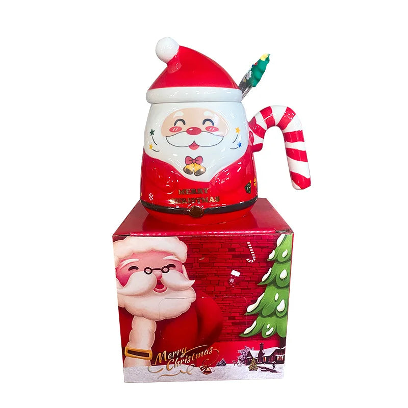 Christmas-themed ceramic cups, holiday mugs, Santa Claus design drinkware, and commemorative gifts, ideal for seasonal gifting