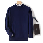 100% Pure Wool Sweater For Men, Half High Neck Knitted Pullover, Long Sleeved Casual Autumn Winter Thick High-End Sweater Warmth