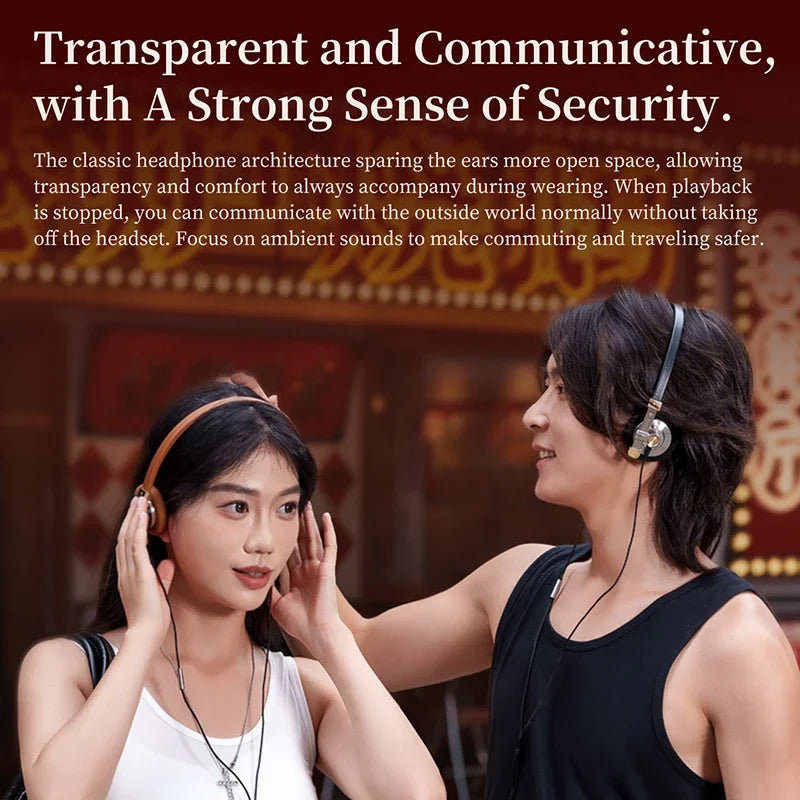 ROSESELSA Distant Mountain Retro Over Ear HiFi Headsets OOTD Vintage Metal Wired Headphones with MMCX 3.5mm Plug