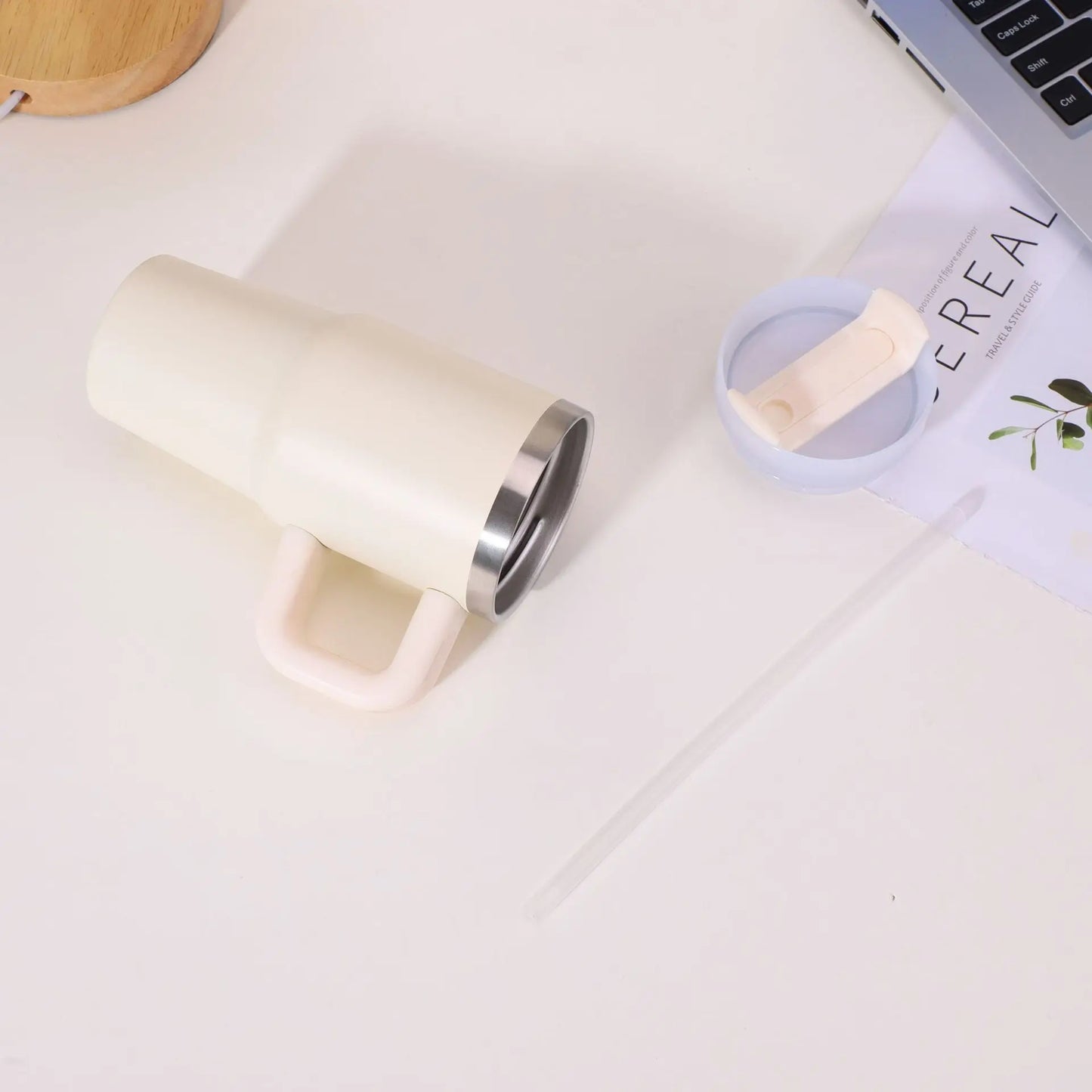 14oz Car Mug with Handle Double-layer Vacuum Coffee Cup Portable Water Cup Large Capacity 304 Stainless Steel Travel Thermal Cup